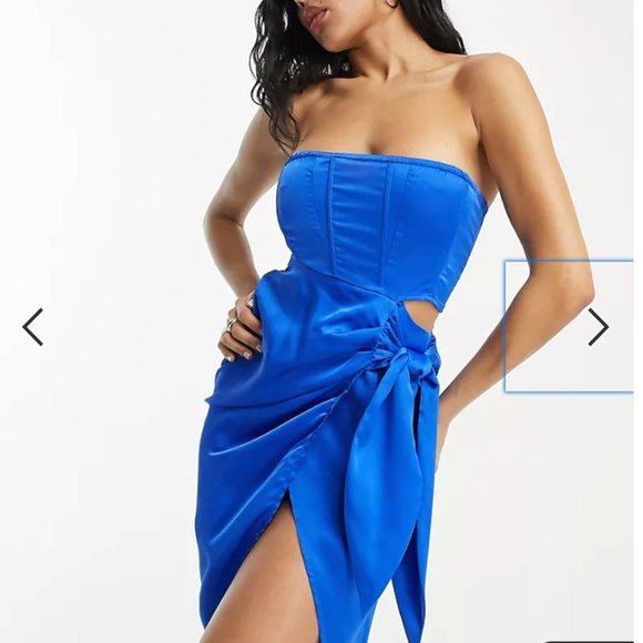 ASOS Public Desire x Paris Artiste Exclusive satin corset bandeau midi dress - Picture 4 of 4